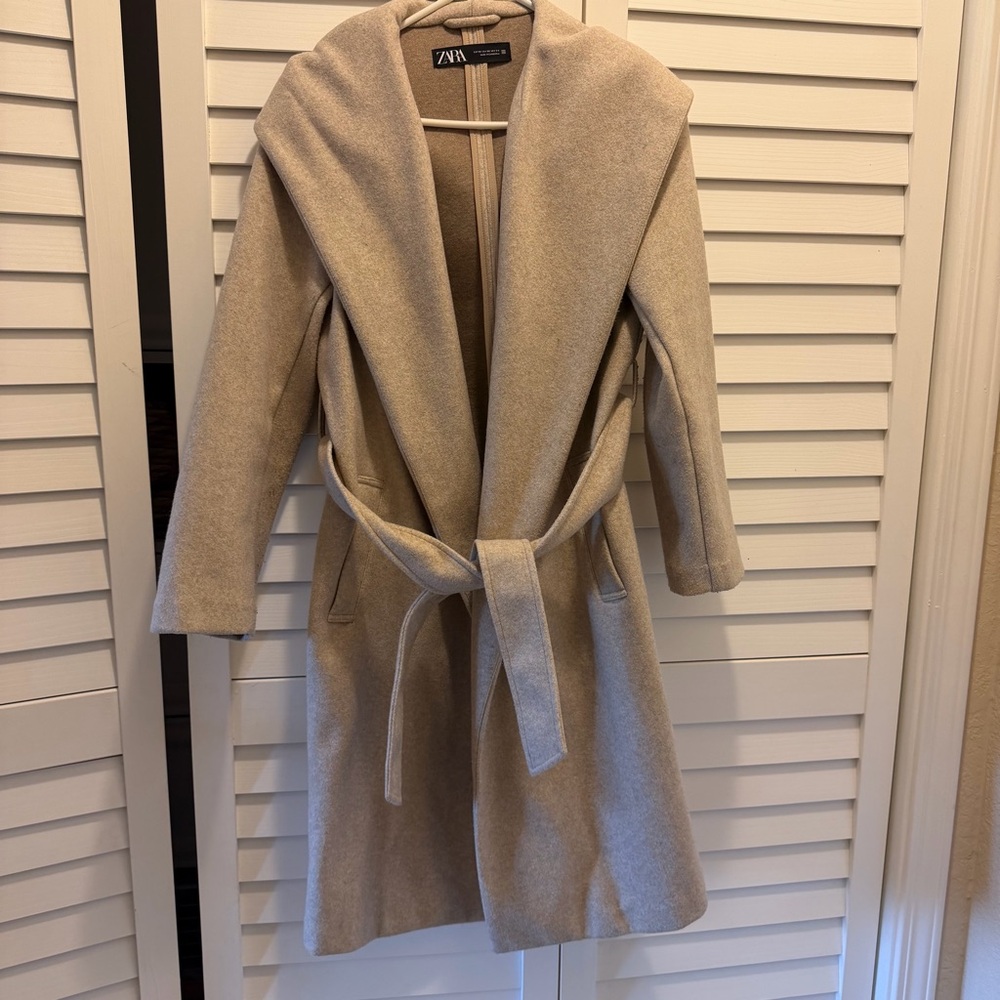 Zara Light Tan Wool Coat